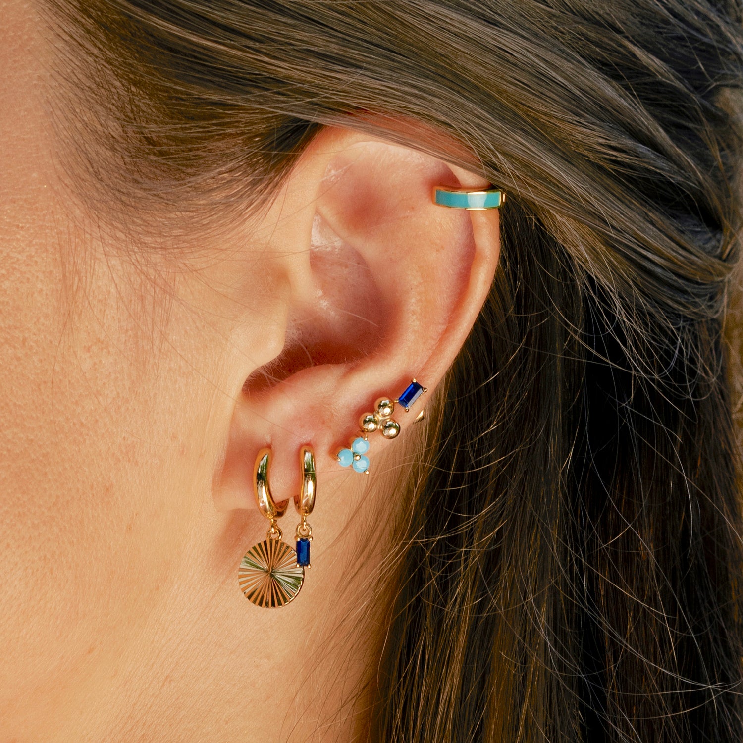 Blue Spinel Baguette Stud Earring