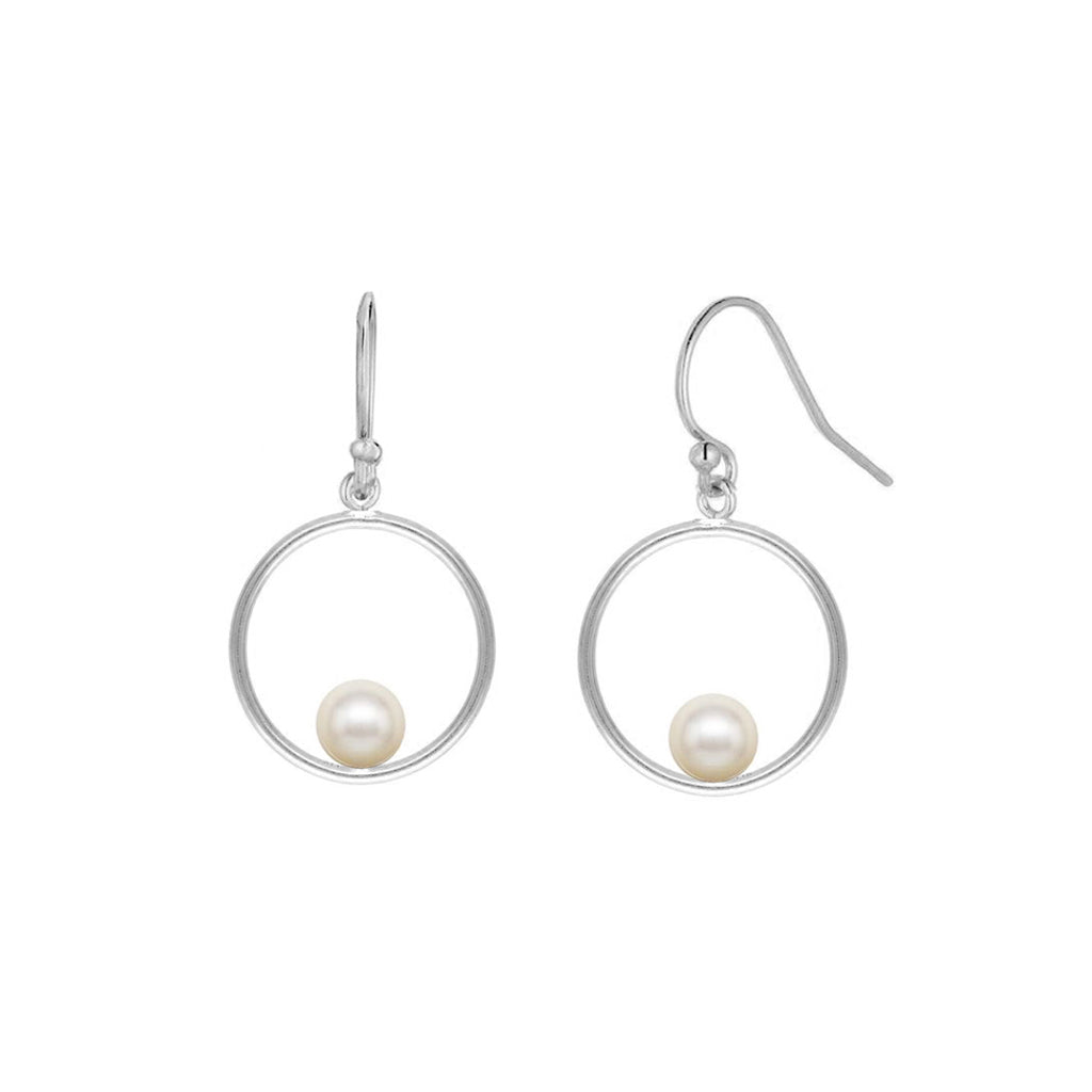 Sterling Silver Pearl Halo Drop Earring