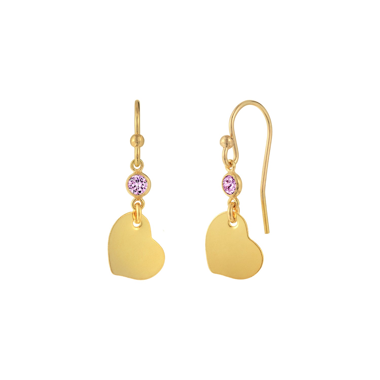 J&CO Jewellery Sweet Heart Drop Earrings Pink