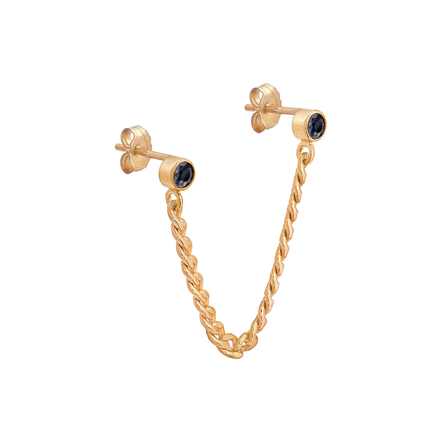 Gold Curb Chain Stud Earrings