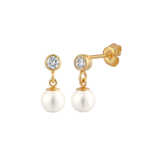 J&CO Jewellery Double Bezel Drop Stud Earrings Gold