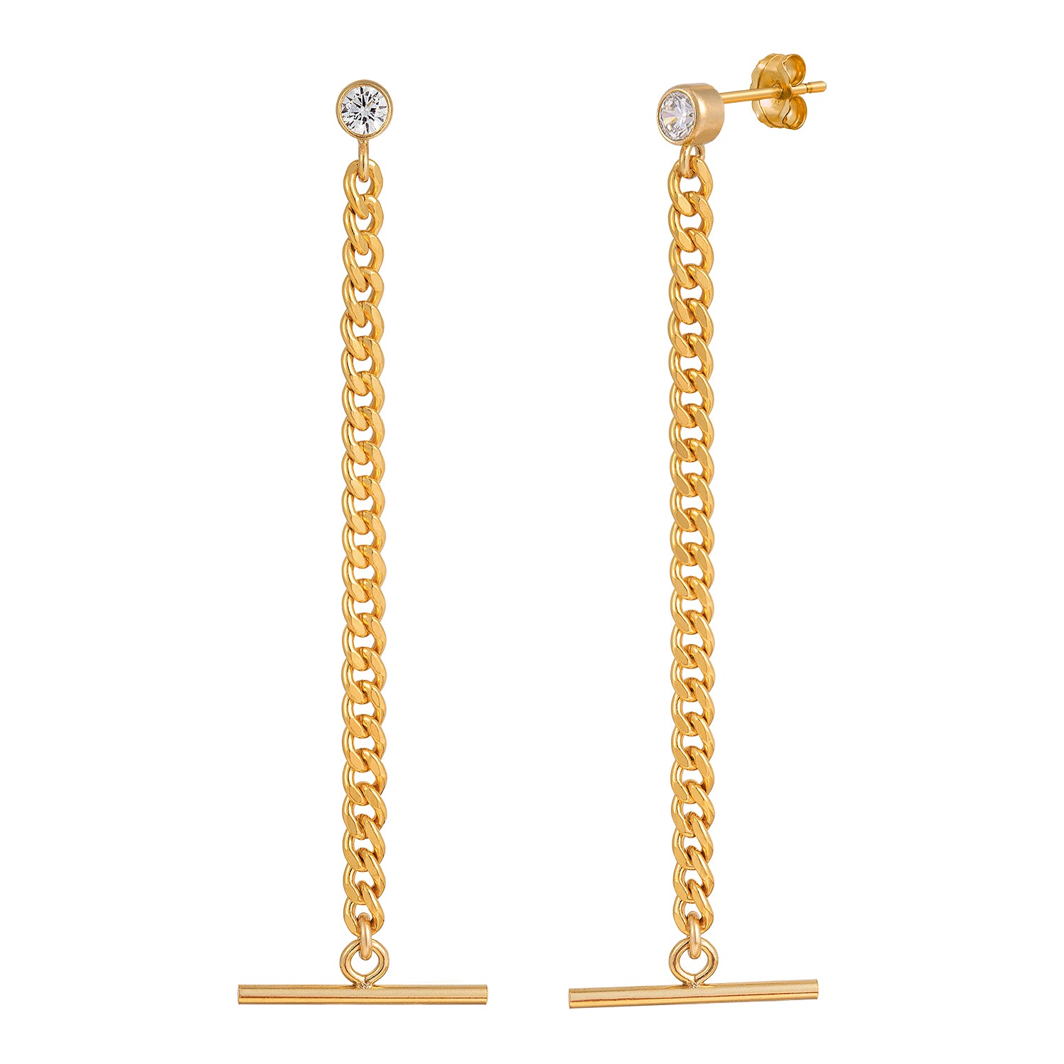 J&CO Jewellery Curb Chain Bar Dangle Earrings