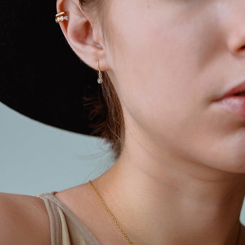 Little Black Bezel Drop Earrings