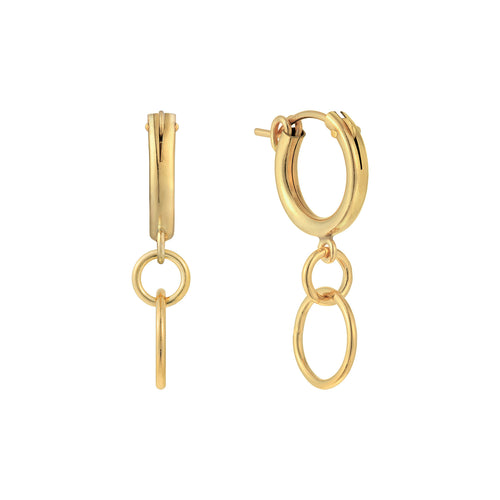 J&CO Jewellery Cross Dangle Hoop Earrings Gold