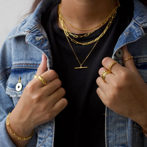 Delilah Chain Ring Gold