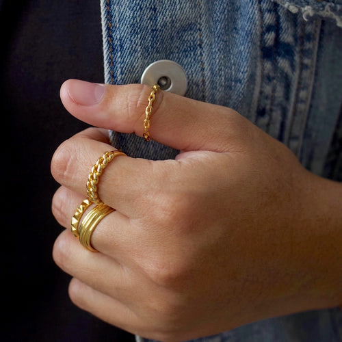 Delilah Chain Ring Gold