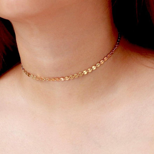 Coin Disc Choker Necklace