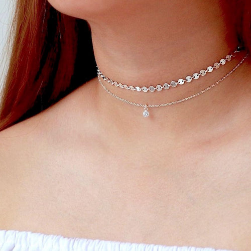 Coin Disc Choker Necklace