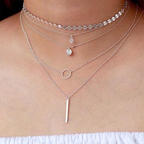 Coin Disc Choker Necklace