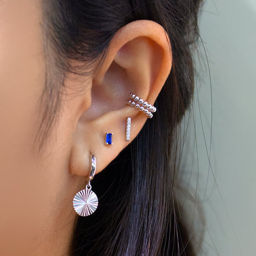 Blue Spinel Baguette Stud Earring