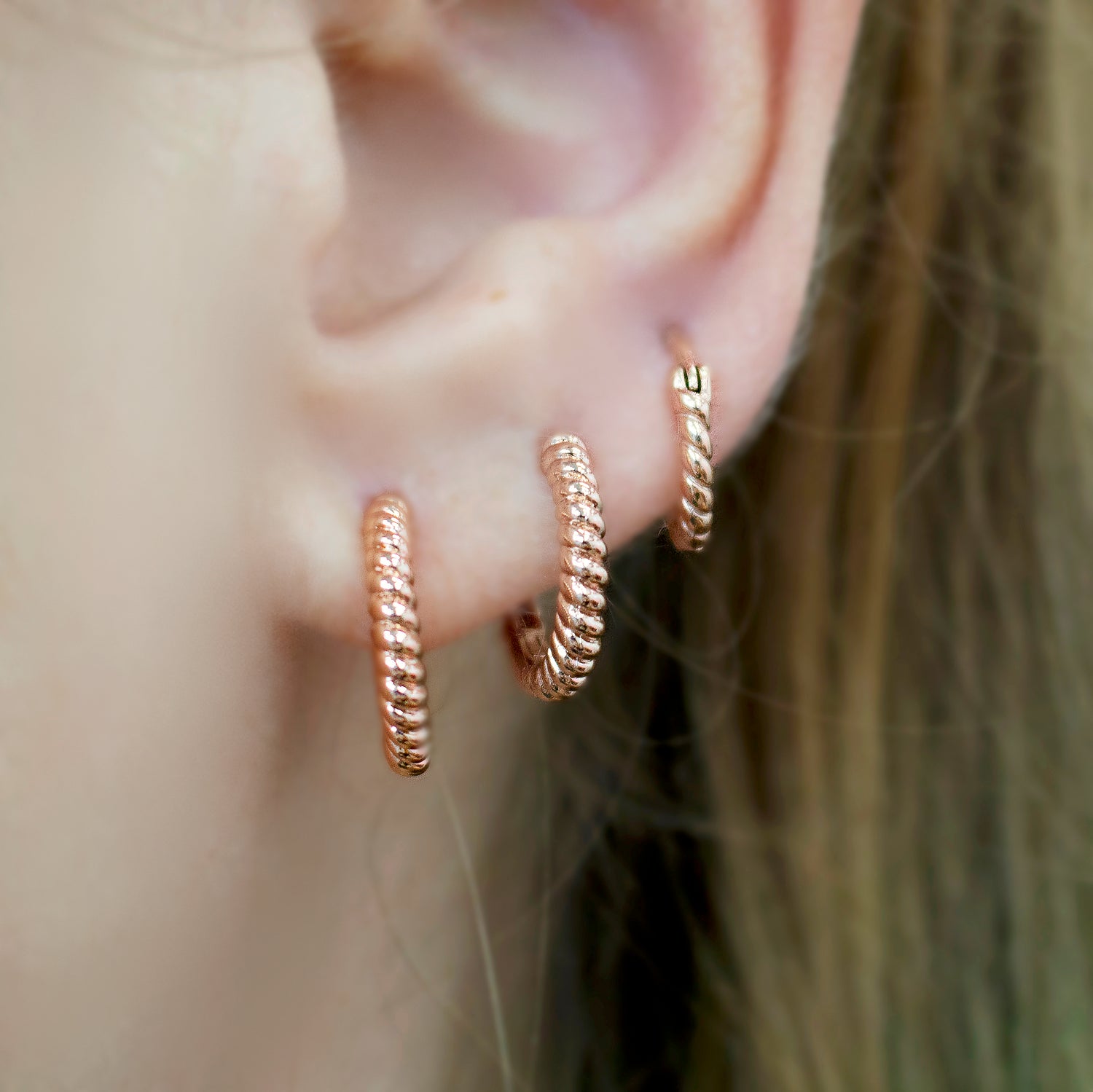 Wide Rope Huggie Hoop Earrings