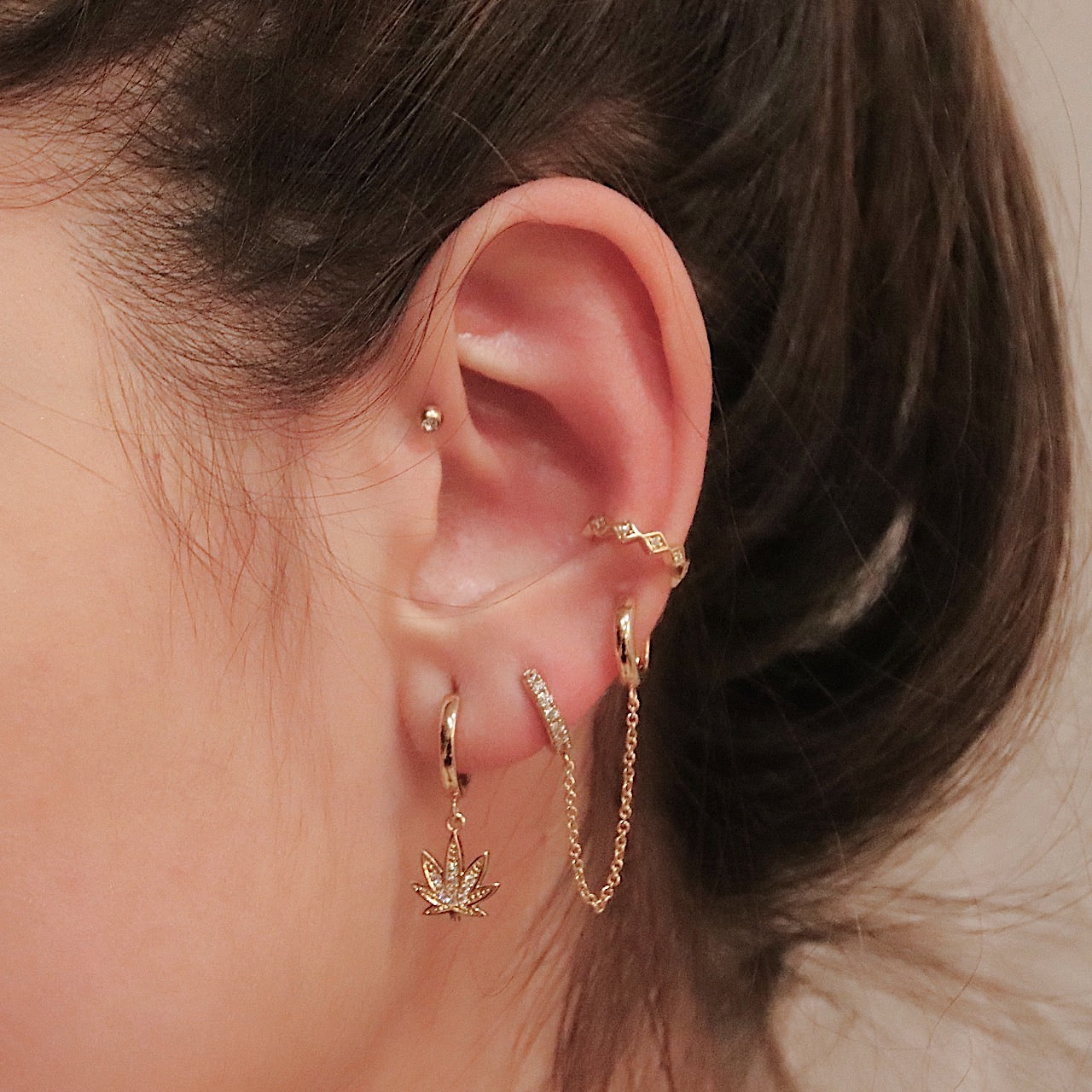 Sparkly Sweet Leaf Hoop Earrings