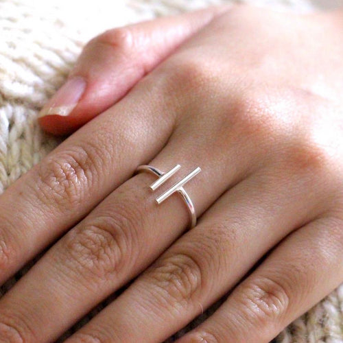 Double Bar Ring Silver