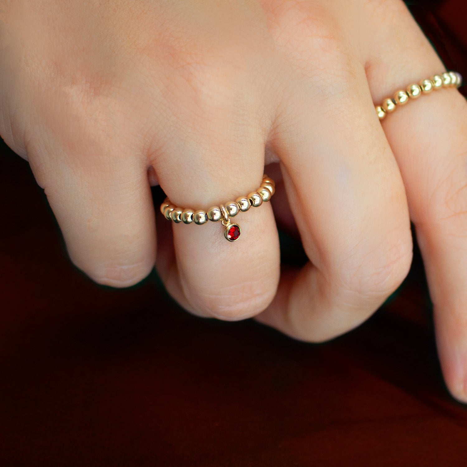 Personalised Birthstones Garnet Bezel Ring