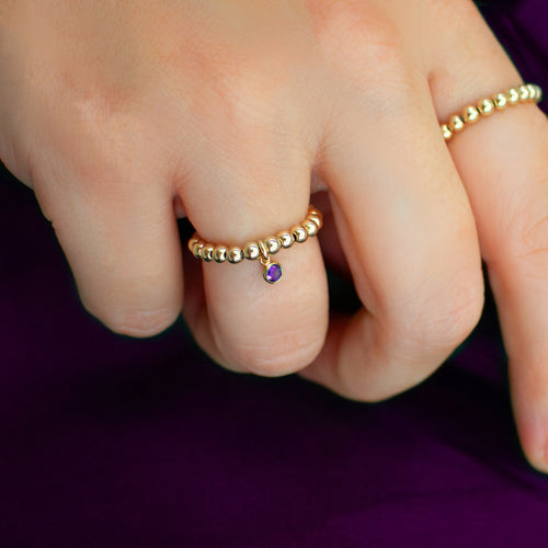 Personalised Birthstones Amethyst Bezel Ring