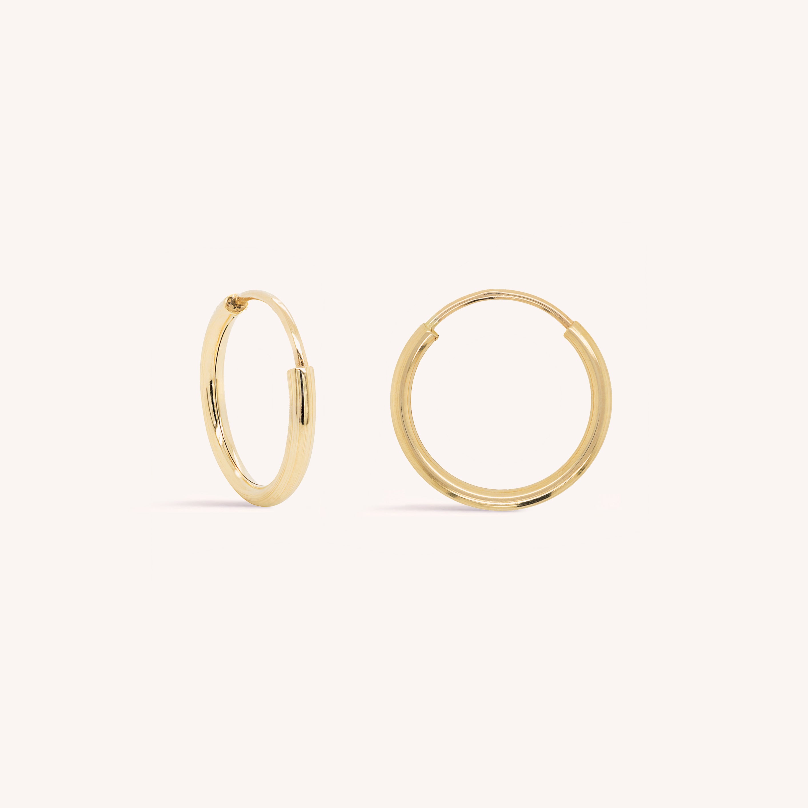 14k authentic gold closed hoop earrings