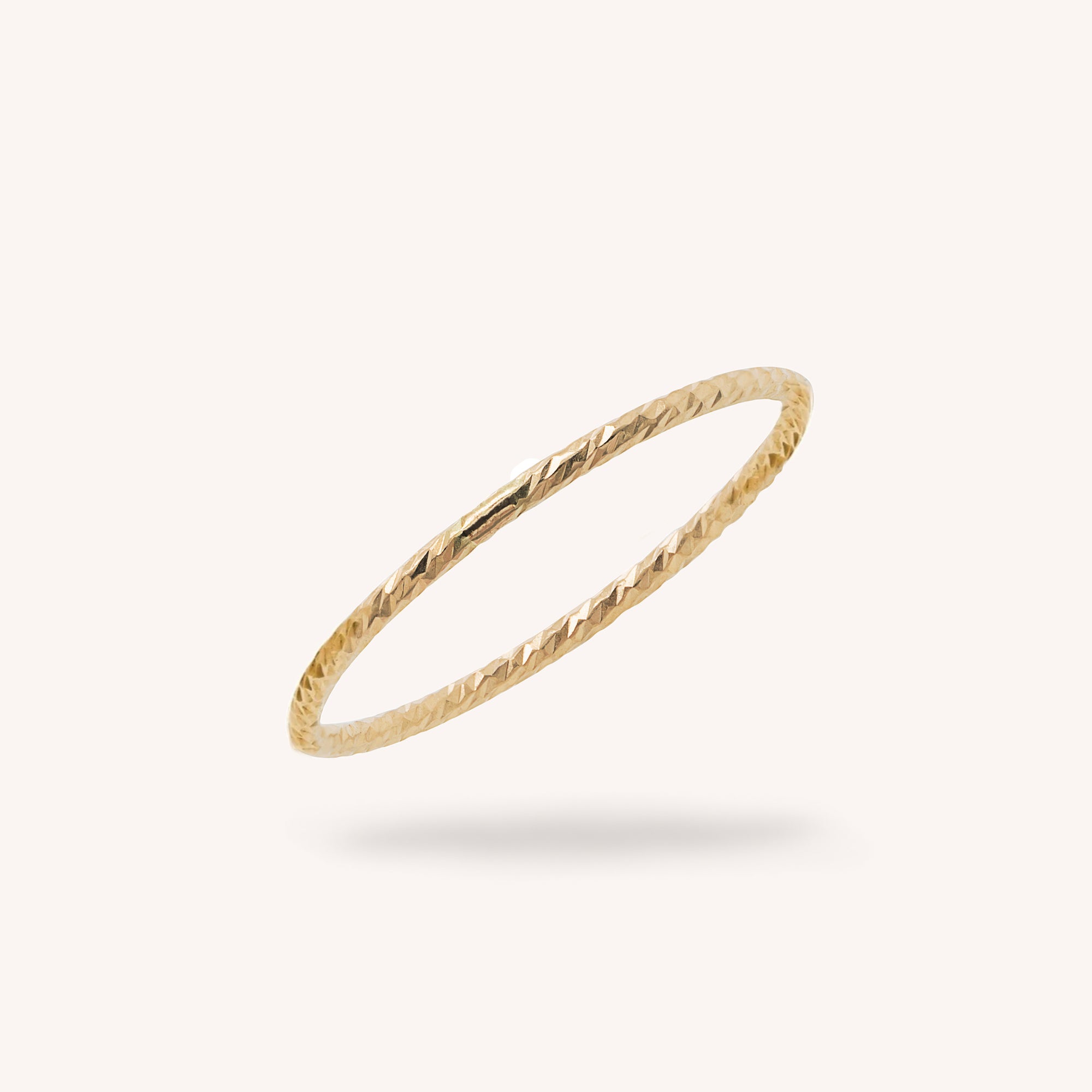 14K Solid Gold Sparkle Stacker Ring