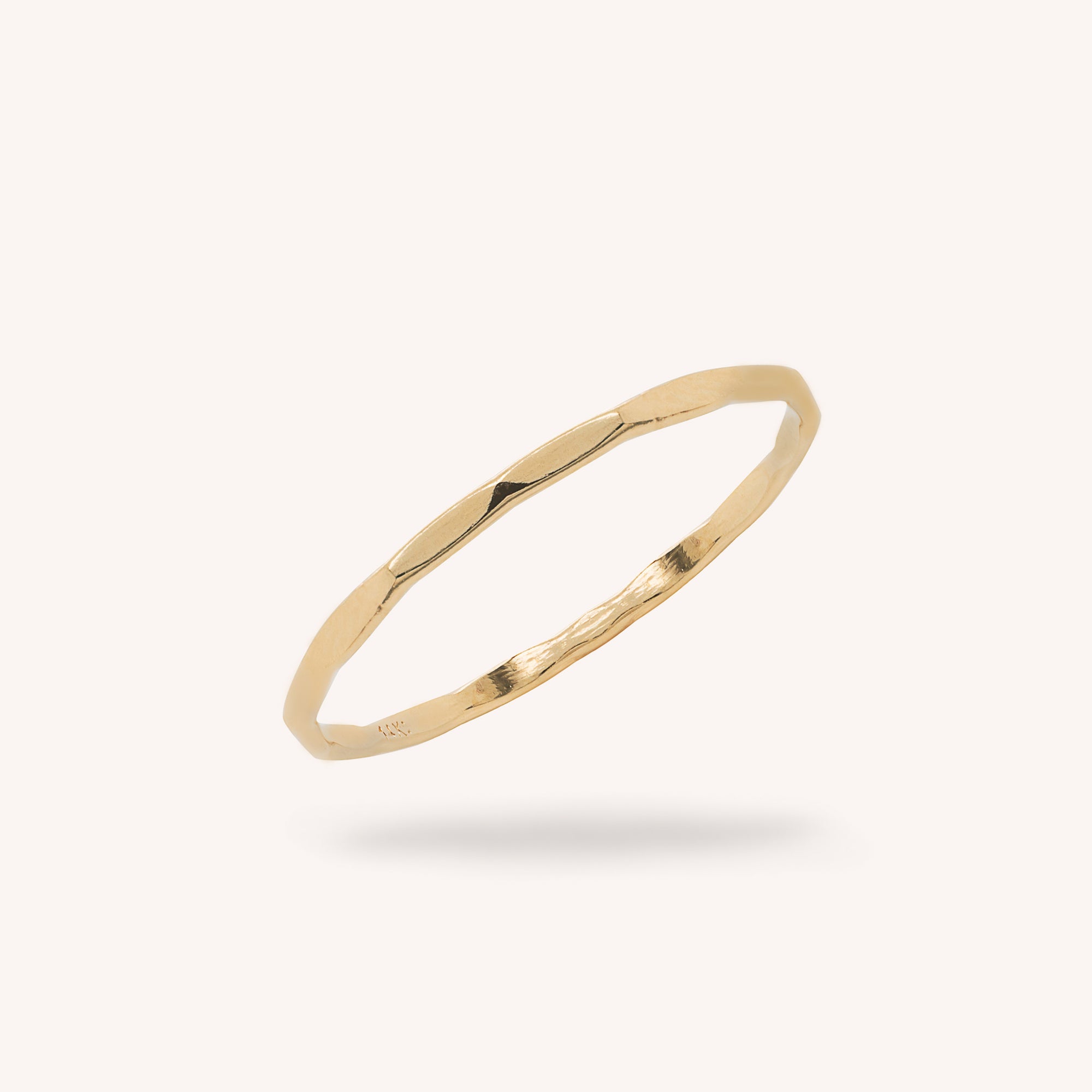 14K Solid Gold Hammered Stacker Ring