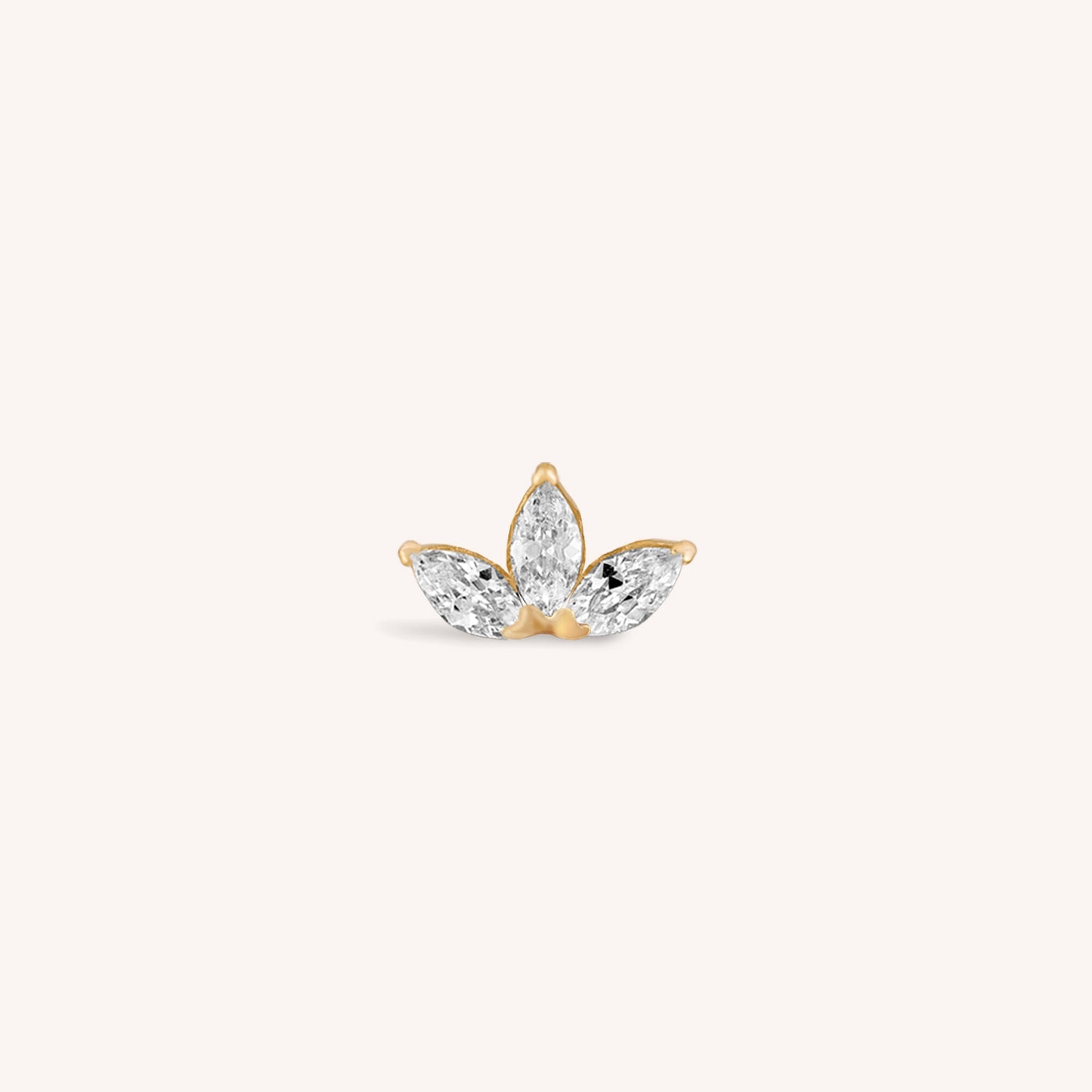 Marquise Diamond Threaded Stud Earring