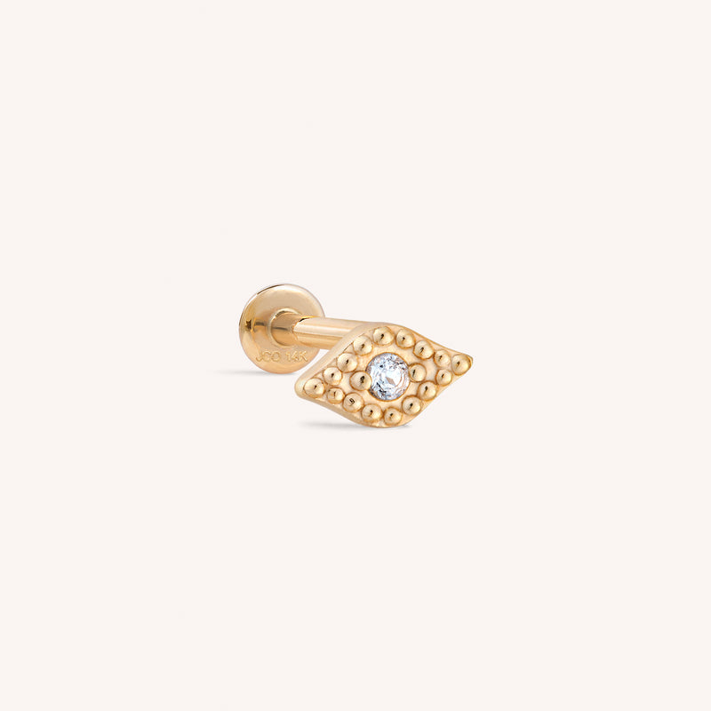 14K Solid Gold Evil Eye Diamond Labret Earring – J&CO Jewellery