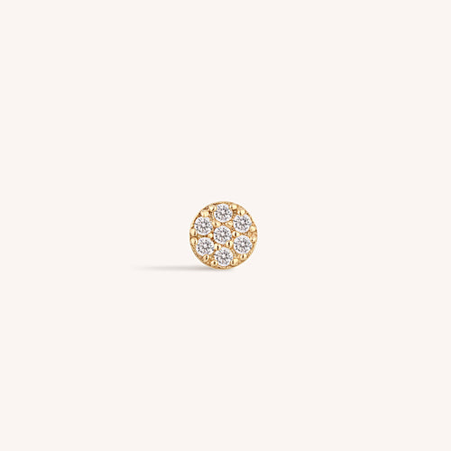 14K Solid Gold Pave Diamond Disc Labret Earring