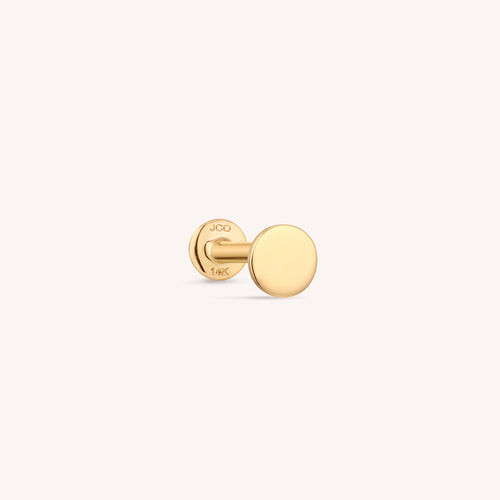 Flat Disc Stud Earring - 14k Solid Gold — T H A L K E N