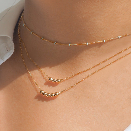 Personalised Bead Chain Necklace Gold