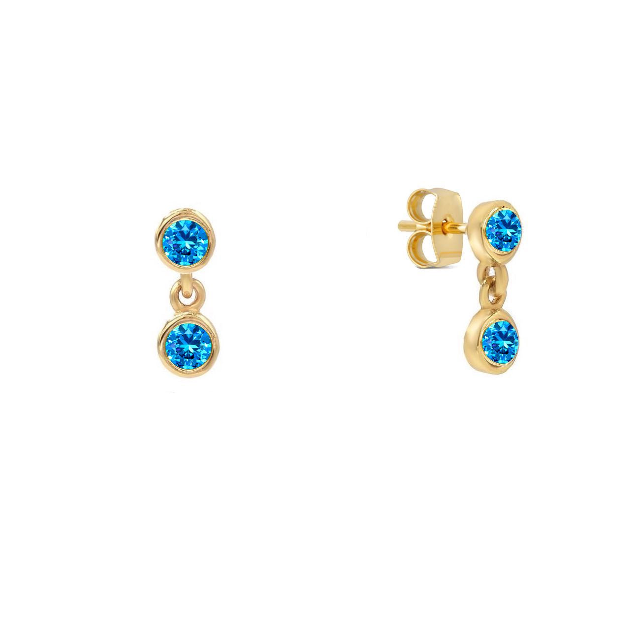 925 Silver Earrings Yellow Gold Plated with Moonstone and Blue Sapphires