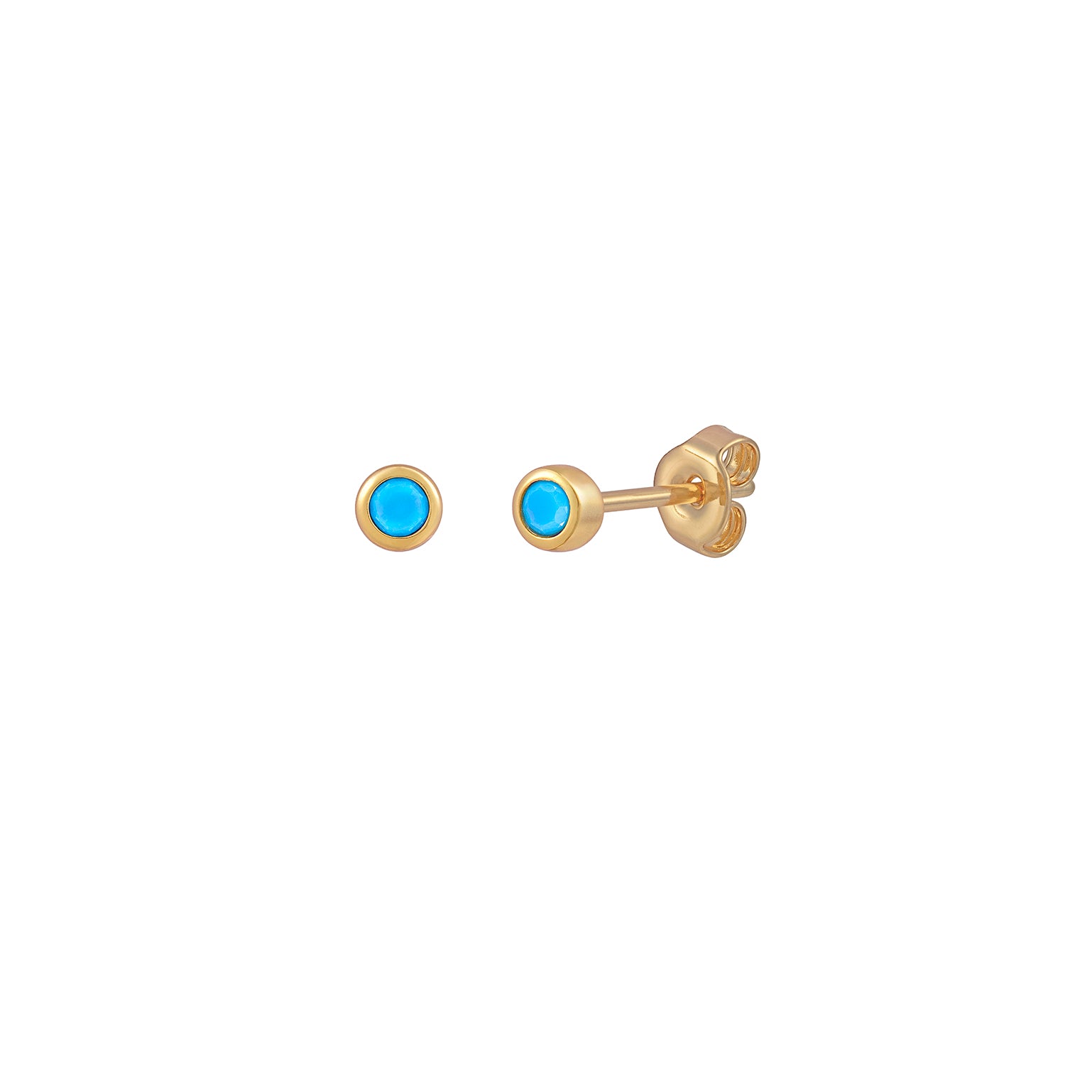 J&CO Jewellery Double Bezel Drop Stud Earrings Gold