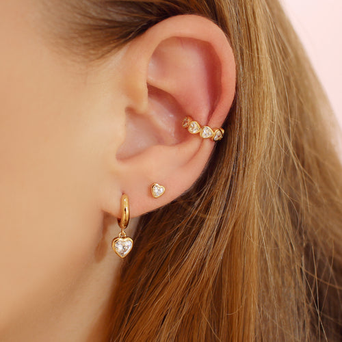Pave Heart Hoop Earrings – J&CO Jewellery