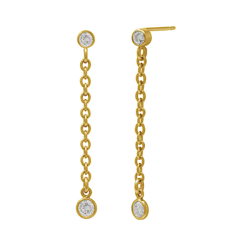 J&CO Jewellery Little Bezel Drop Earrings Silver