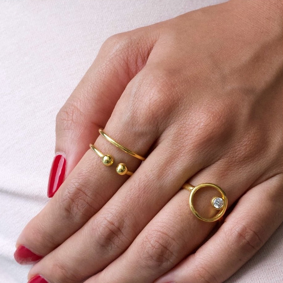 Double Band Ball Ring Gold