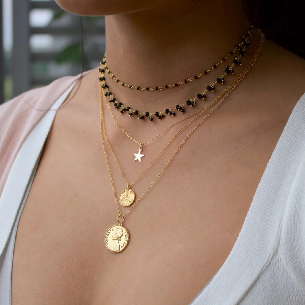 J&CO Jewellery Coin Disc Choker Necklace Gold