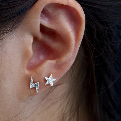 Sparkle Star Lightning Stud Earrings