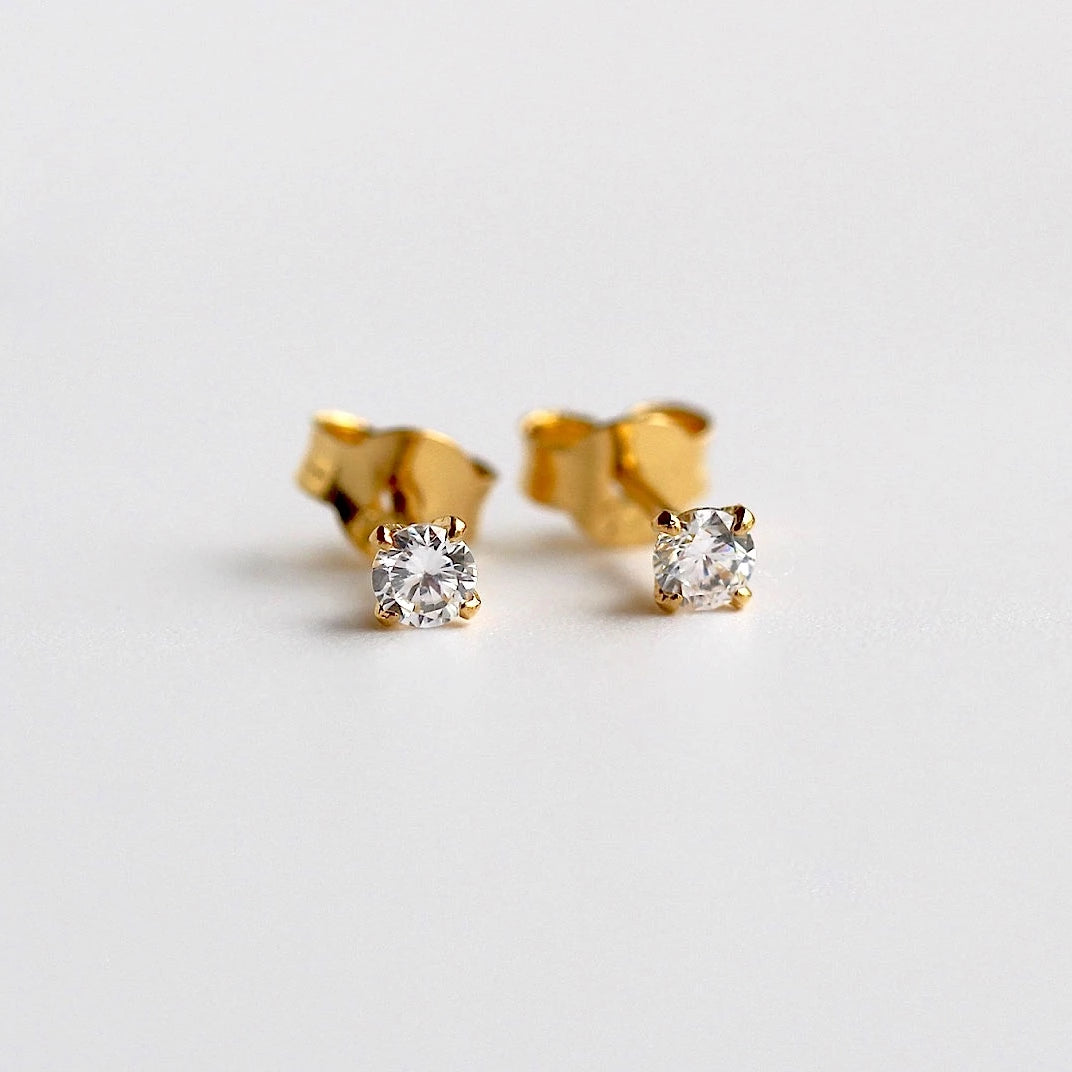 J&CO Jewellery Sparkly Stud Earrings 5mm Gold